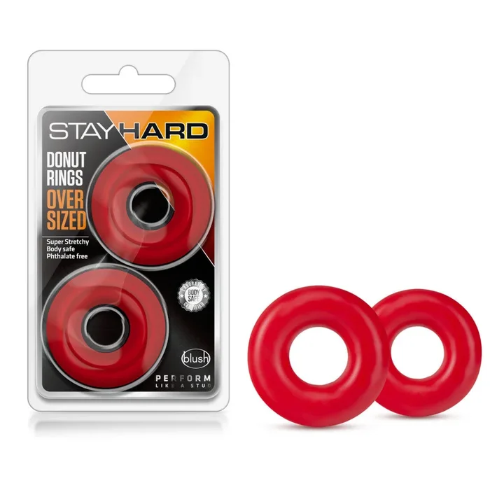 Stay Hard By Blush® | Red Oversized Donut Penis Rings (2-Pack)