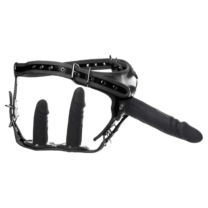 Strict Double Penetration Strap-On Harness with Silicone Dildos (3 pack) – Black