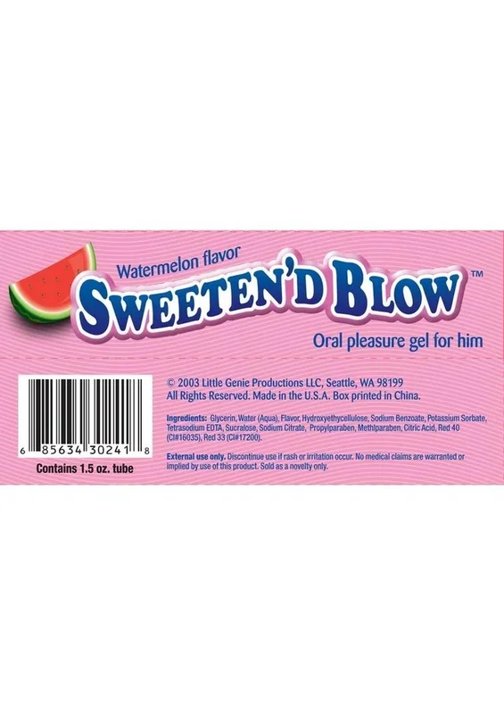 Sweeten D Blow Flavored Oral Pleasure Gel 1.5oz – Watermelon