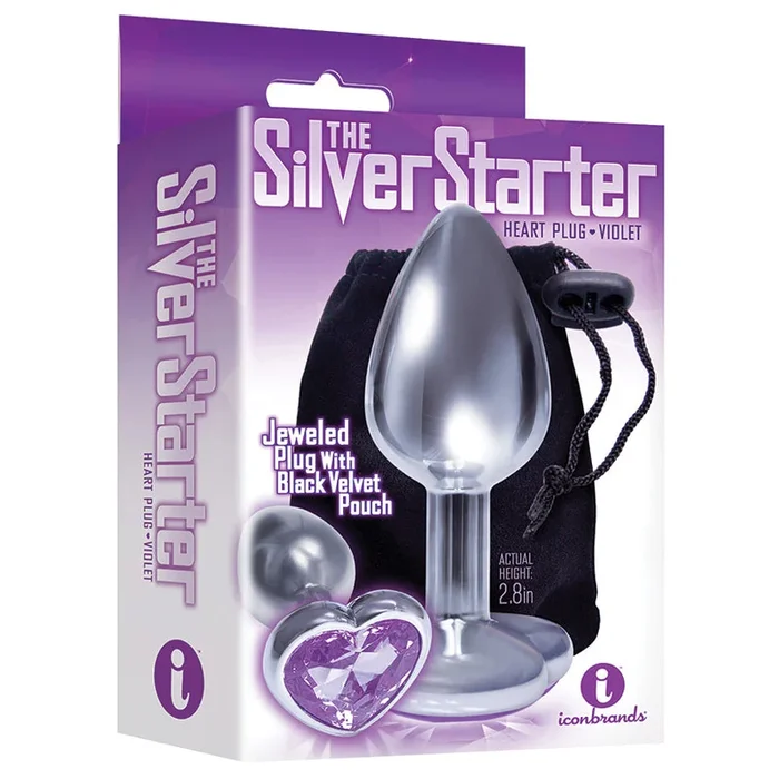 The 9’s The Silver Starter Bejeweled Heart Plug-Violet