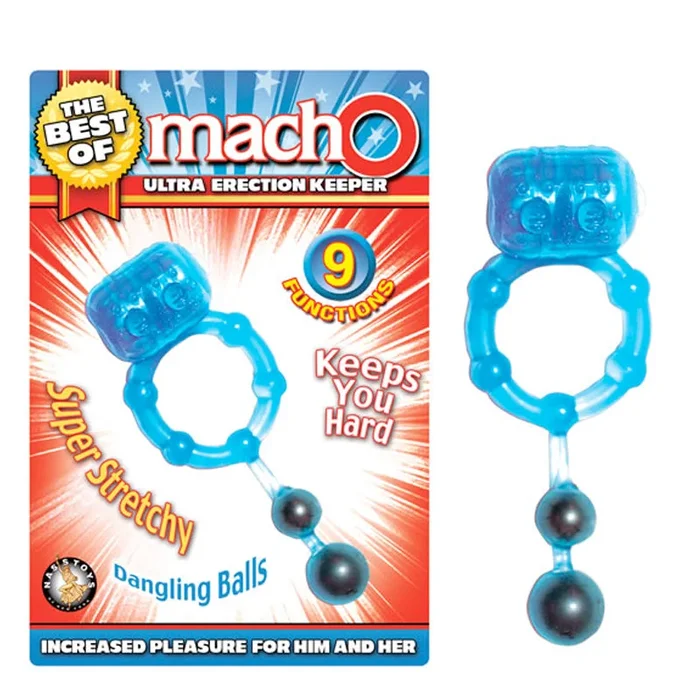 The Full Of Macho Ultra Erection Keeper 9 Function Dangling Balls Waterproof Blue