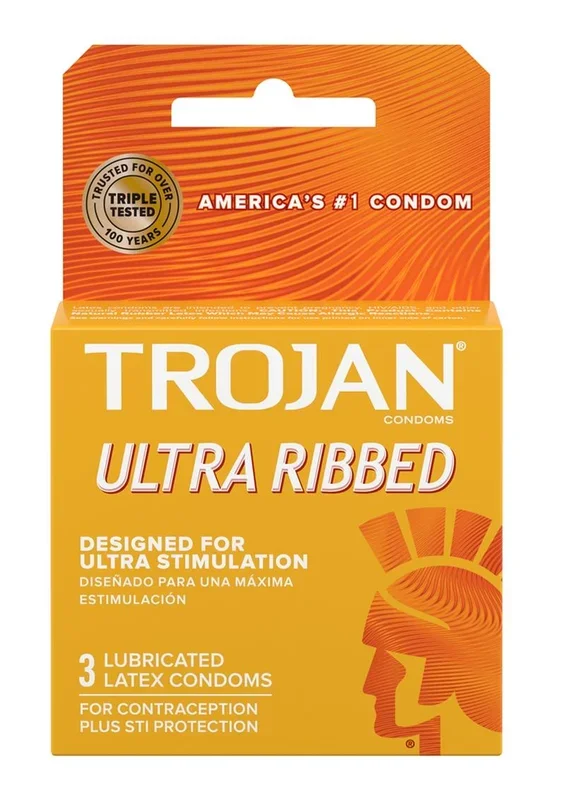 Trojan Condom Stimulations Ultra Ribbed Greased