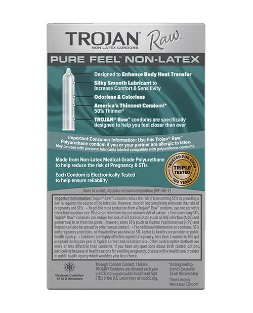 Trojan Raw Pure Feel Non-Latex Condoms – Pack of 10
