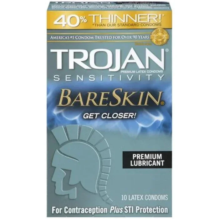 Trojan Sensitivity Bareskin Lubricated Condoms – 10 Pack