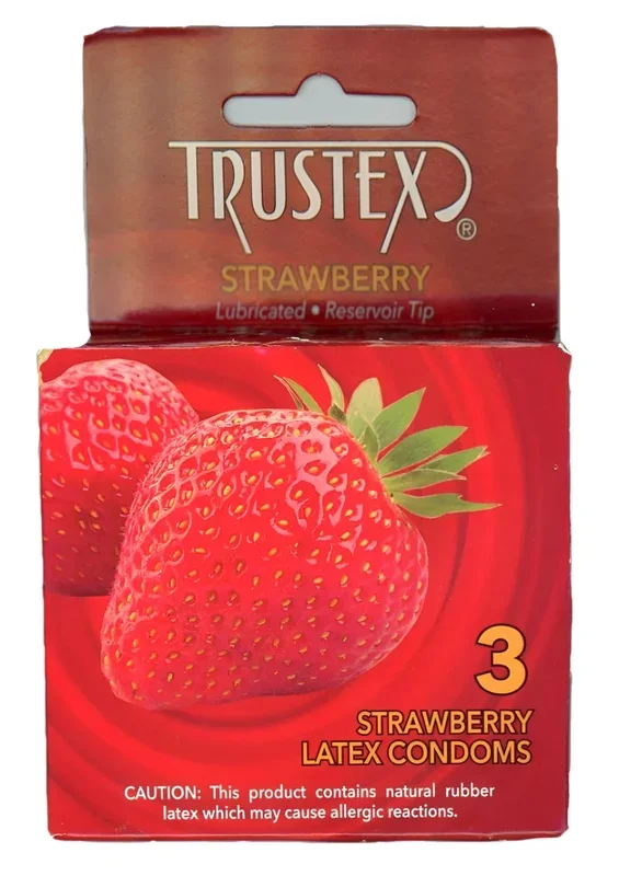 Trustex Lubricated Reservoir Tip Flavored Latex Condom Strawberry