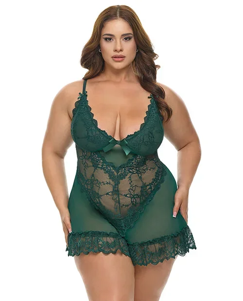 Valentine Lacey Babydoll w/G-String – Green 1X/2X