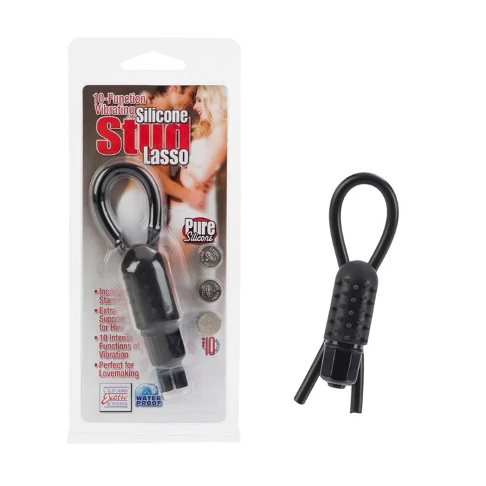 Vibrating Silicone Stud Lasso – Black 10-Function