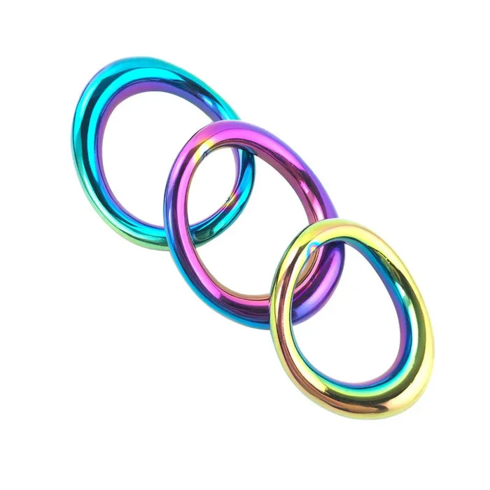 X-Bring Up Ergo Stainless Steel Cock Ring – Rainbow