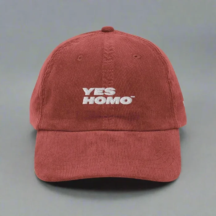 Yes Homo Vintage Corduroy Hat in Burgundy